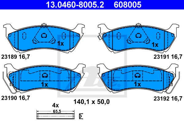 Set placute frana,frana disc 13.0460-8005.2 ATE