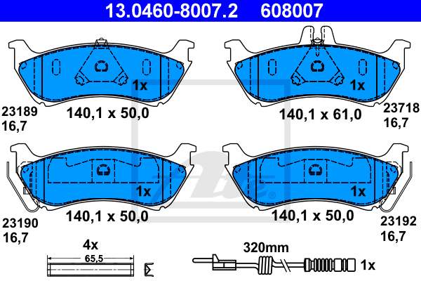 Set placute frana,frana disc 13.0460-8007.2 ATE