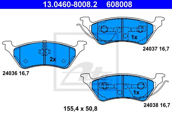 Set placute frana,frana disc 13.0460-8008.2 ATE