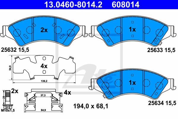 Set placute frana,frana disc 13.0460-8014.2 ATE