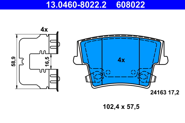 Set placute frana,frana disc 13.0460-8022.2 ATE