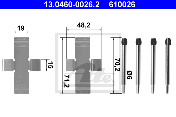 Set accesorii, placute frana 13.0460-0026.2 ATE