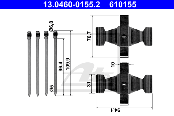 Set accesorii, placute frana 13.0460-0155.2 ATE