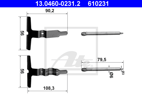 Set accesorii, placute frana 13.0460-0231.2 ATE