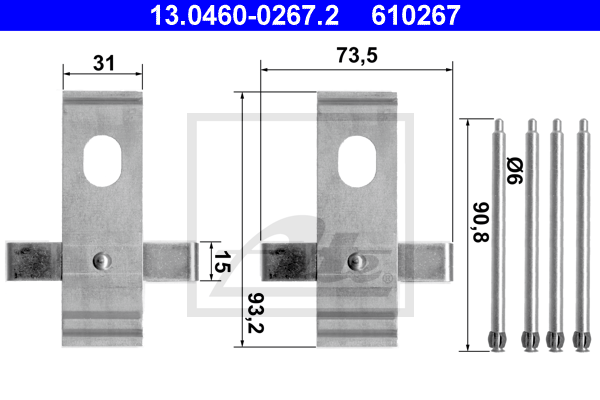 Set accesorii, placute frana 13.0460-0267.2 ATE