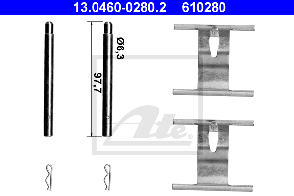 Set accesorii, placute frana 13.0460-0280.2 ATE