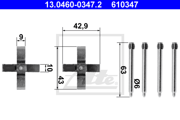 Set accesorii, placute frana 13.0460-0347.2 ATE