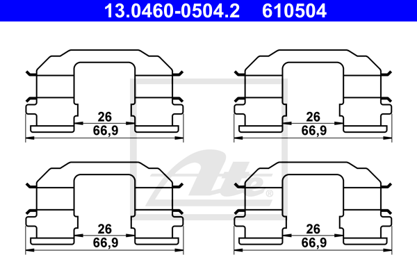 Set accesorii, placute frana 13.0460-0504.2 ATE