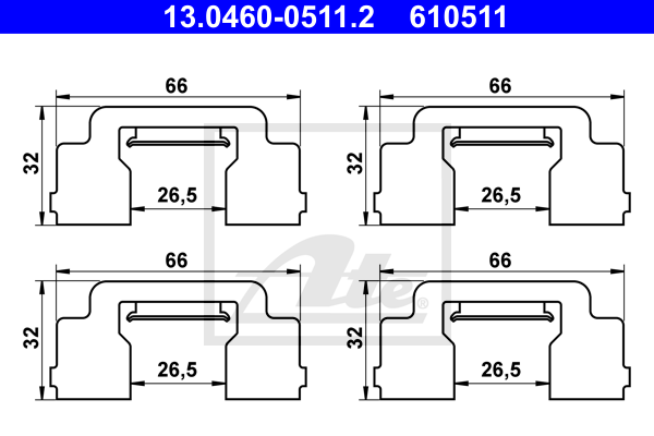 Set accesorii, placute frana 13.0460-0511.2 ATE