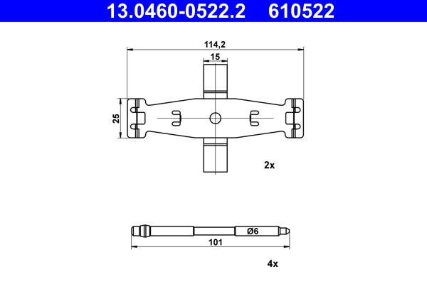 Set accesorii, placute frana 13.0460-0522.2 ATE