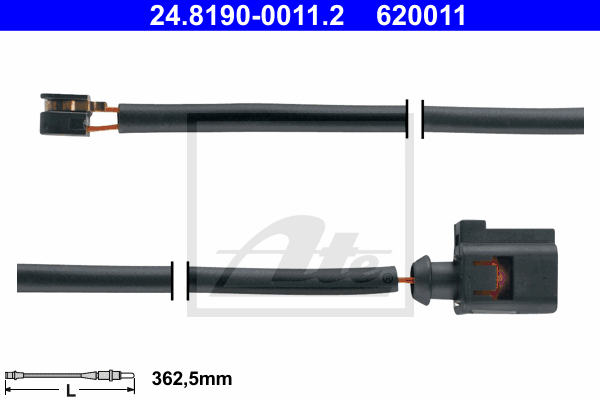 Senzor de avertizare,uzura placute de frana 24.8190-0011.2 ATE