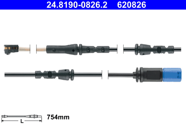 Senzor de avertizare,uzura placute de frana 24.8190-0826.2 ATE