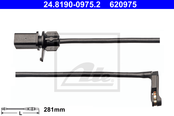 Senzor de avertizare,uzura placute de frana 24.8190-0975.2 ATE