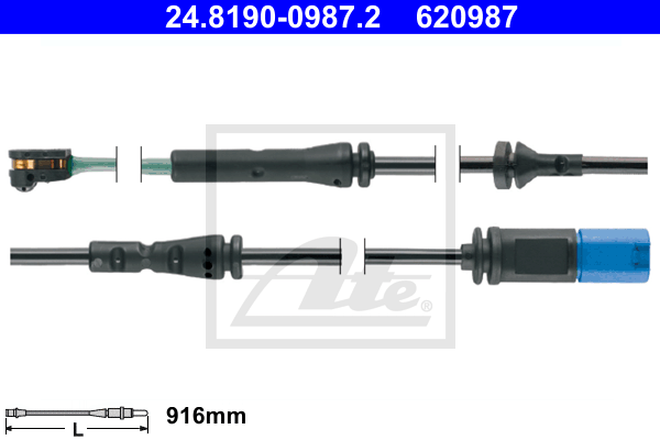 Senzor de avertizare,uzura placute de frana 24.8190-0987.2 ATE