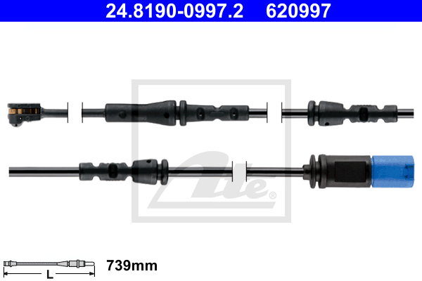 Senzor de avertizare,uzura placute de frana 24.8190-0997.2 ATE