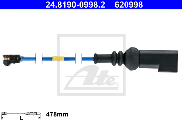 Senzor de avertizare,uzura placute de frana 24.8190-0998.2 ATE