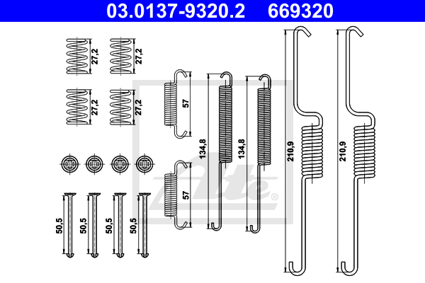 Set accesorii, sabot de frana 03.0137-9320.2 ATE