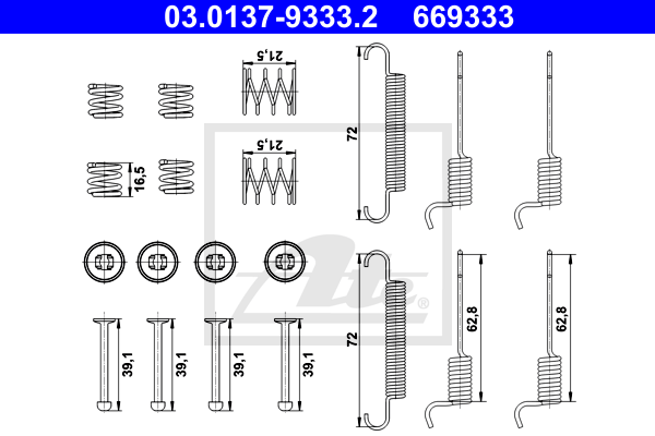 Set accesorii, saboti frana parcare 03.0137-9333.2 ATE