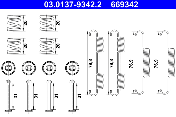 Set accesorii, saboti frana parcare 03.0137-9342.2 ATE