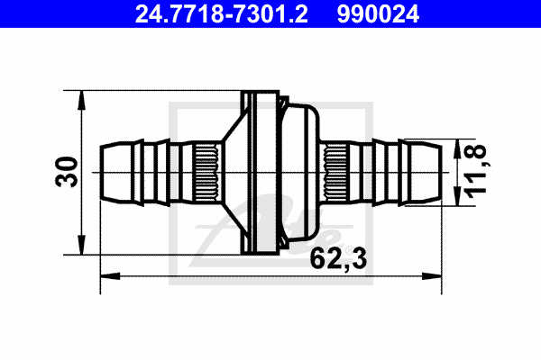 Supapa, furtun vacuum 24.7718-7301.2 ATE