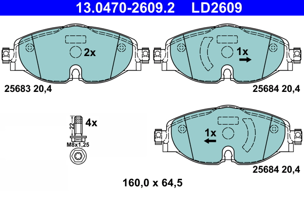 Set placute frana,frana disc 13.0470-2609.2 ATE