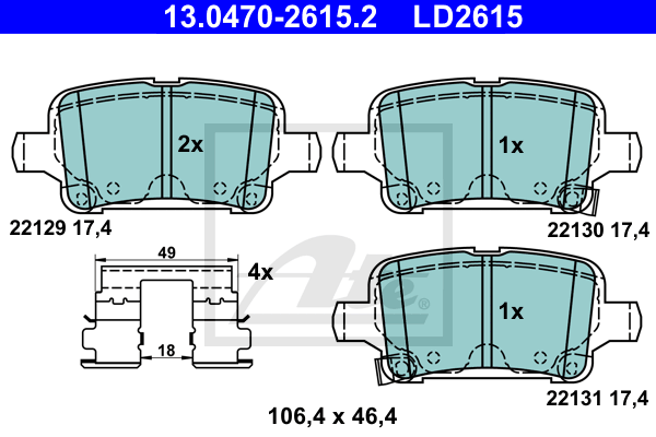 Set placute frana,frana disc 13.0470-2615.2 ATE