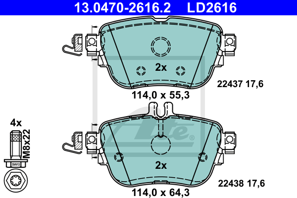 Set placute frana,frana disc 13.0470-2616.2 ATE