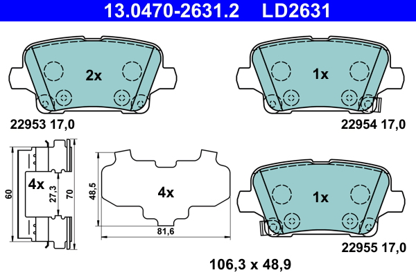 Set placute frana,frana disc 13.0470-2631.2 ATE