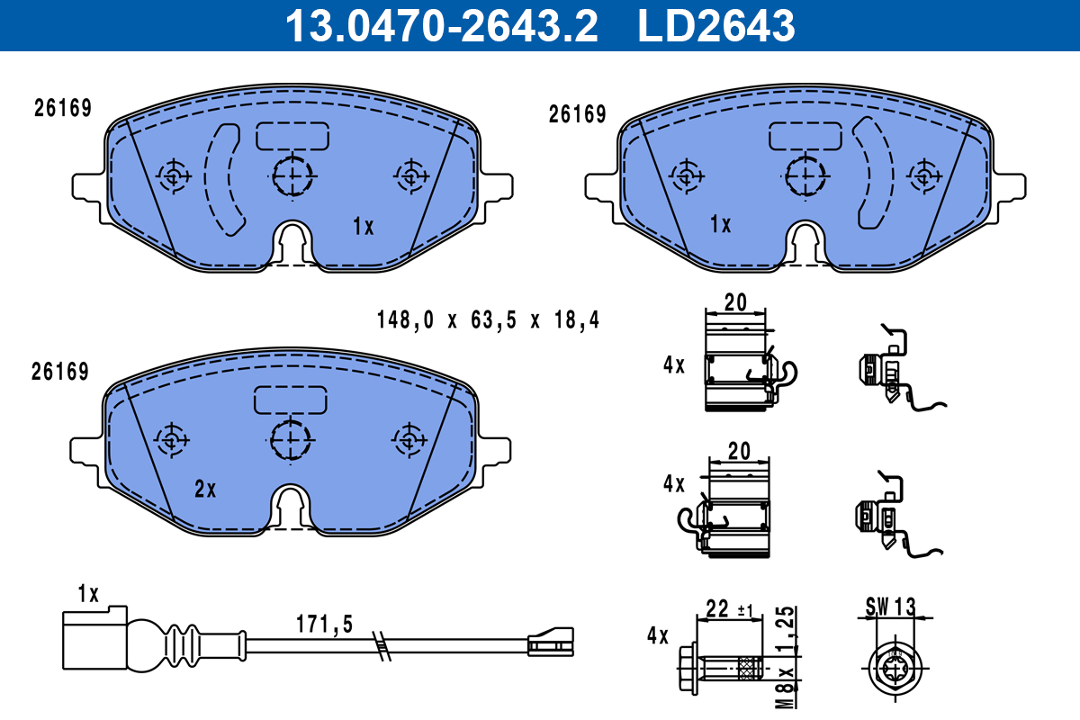 Set placute frana,frana disc 13.0470-2643.2 ATE