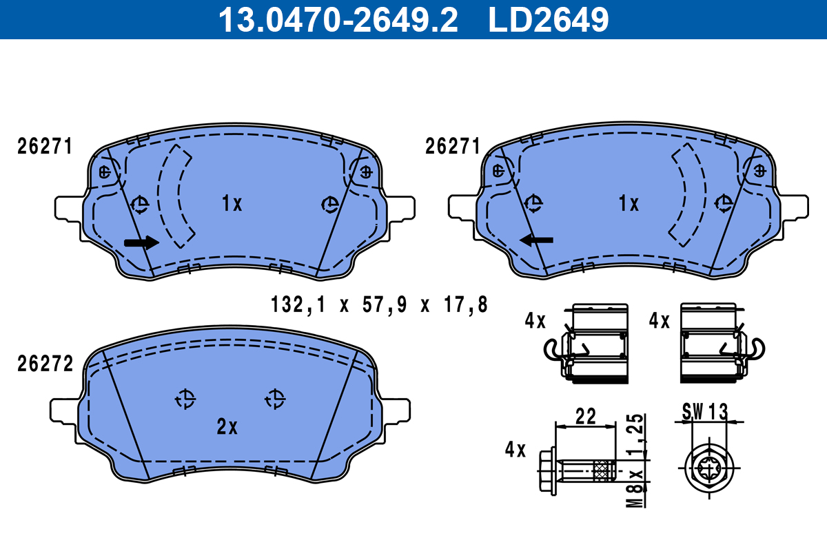 Set placute frana,frana disc 13.0470-2649.2 ATE