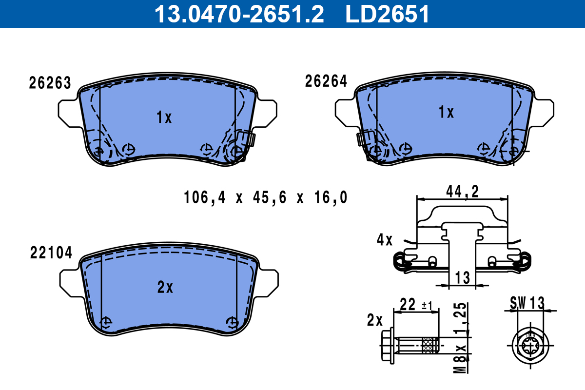 Set placute frana,frana disc 13.0470-2651.2 ATE