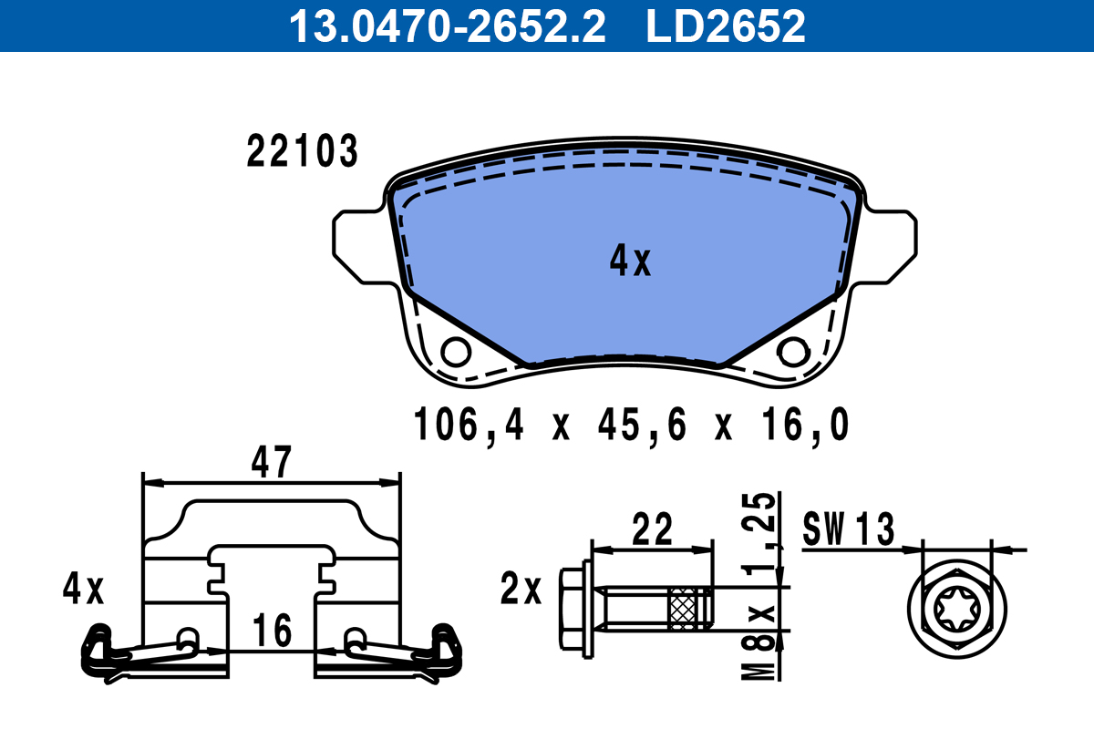 Set placute frana,frana disc 13.0470-2652.2 ATE