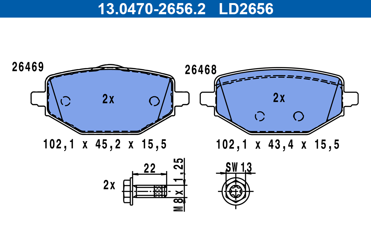 Set placute frana,frana disc 13.0470-2656.2 ATE