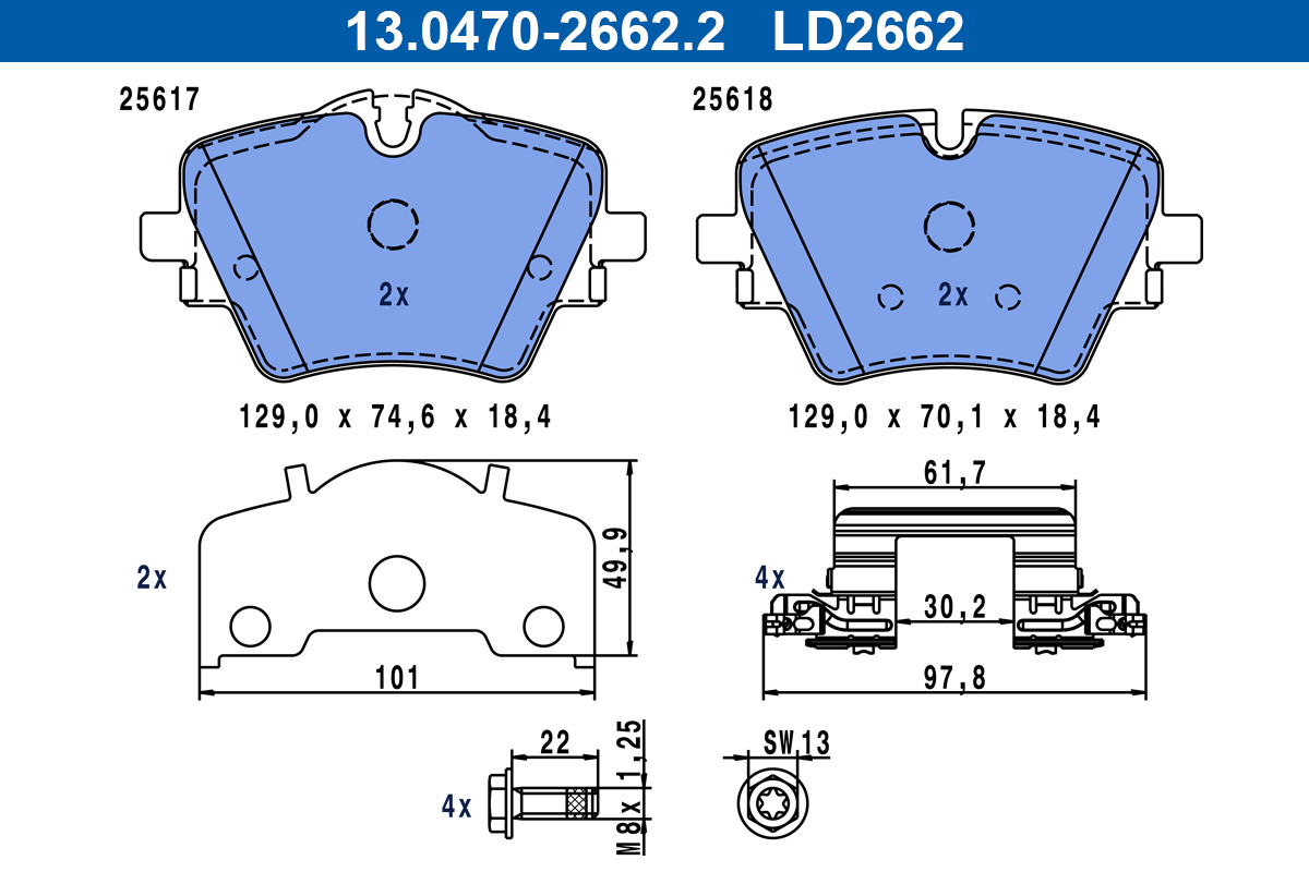 Set placute frana,frana disc 13.0470-2662.2 ATE