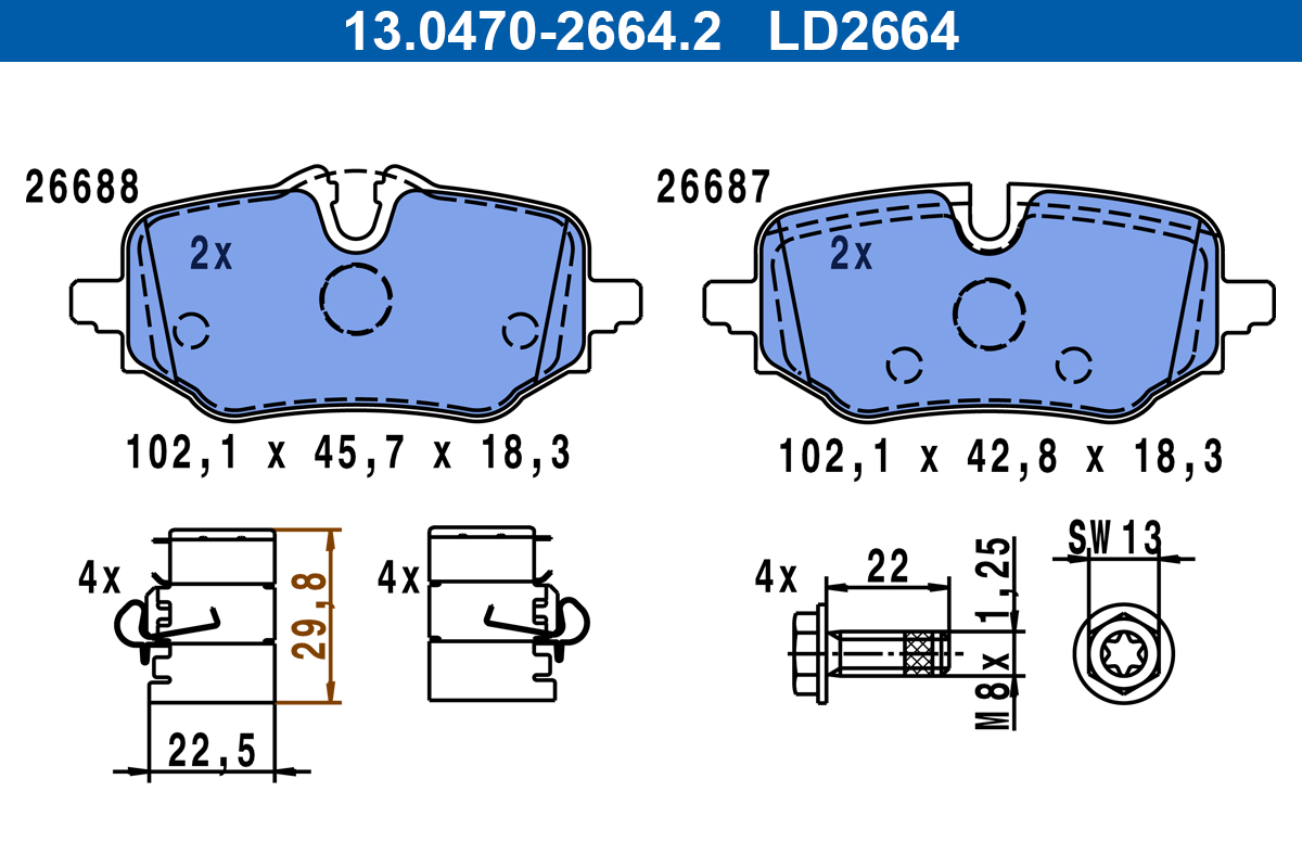 Set placute frana,frana disc 13.0470-2664.2 ATE