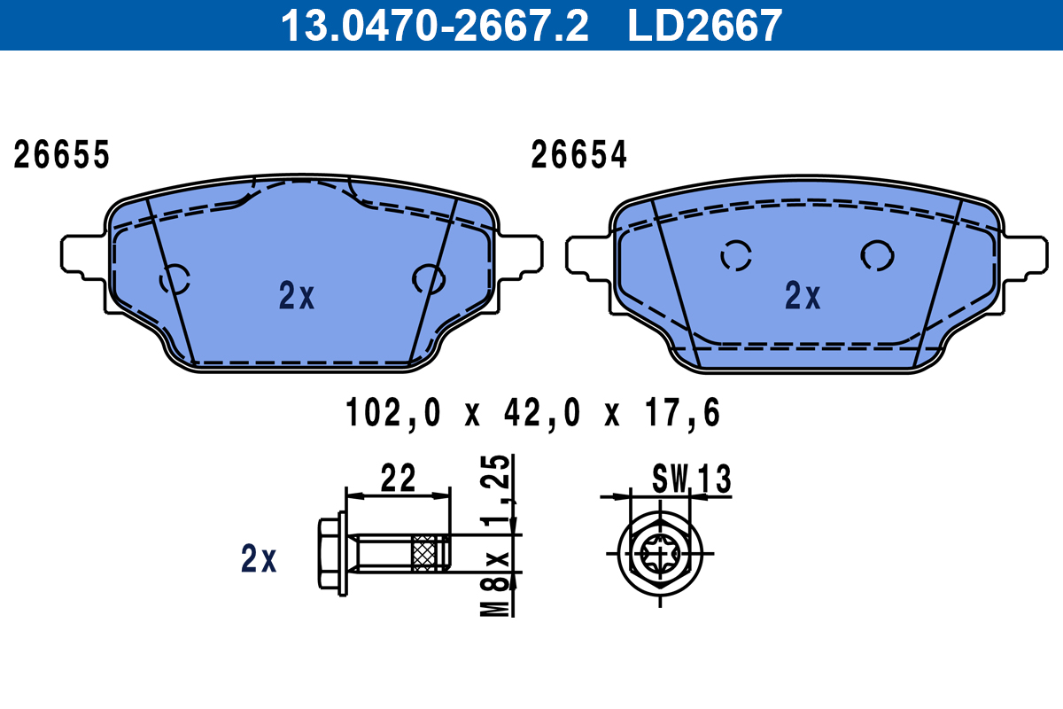 Set placute frana,frana disc 13.0470-2667.2 ATE