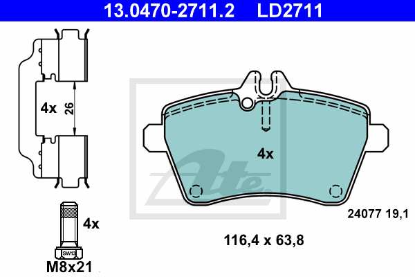 Set placute frana,frana disc 13.0470-2711.2 ATE