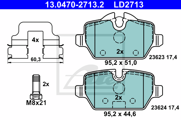 Set placute frana,frana disc 13.0470-2713.2 ATE