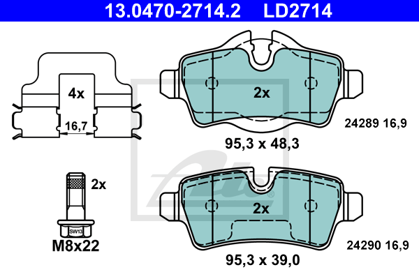 Set placute frana,frana disc 13.0470-2714.2 ATE