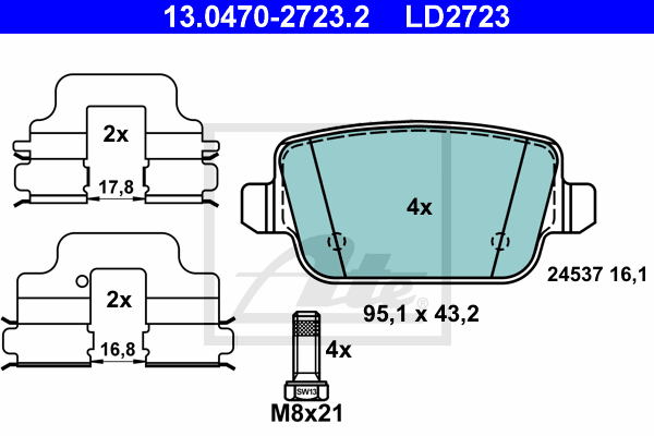 Set placute frana,frana disc 13.0470-2723.2 ATE