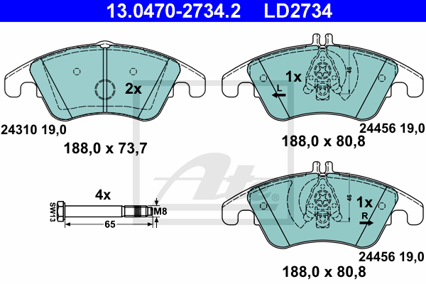 Set placute frana,frana disc 13.0470-2734.2 ATE