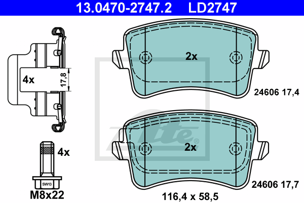 Set placute frana,frana disc 13.0470-2747.2 ATE