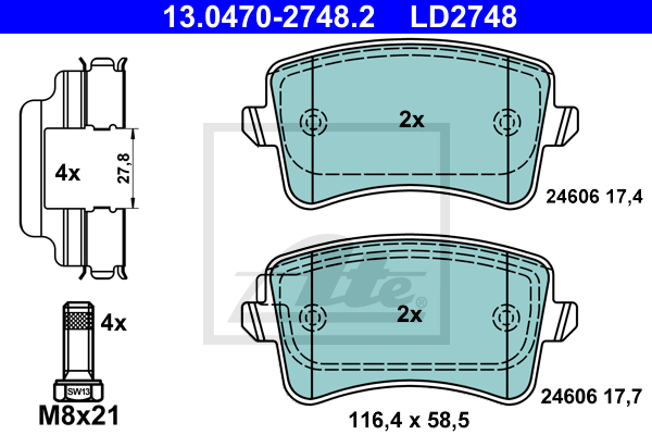 Set placute frana,frana disc 13.0470-2748.2 ATE