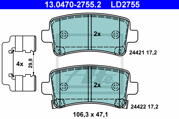 Set placute frana,frana disc 13.0470-2755.2 ATE