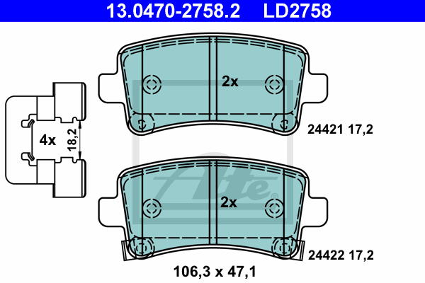 Set placute frana,frana disc 13.0470-2758.2 ATE