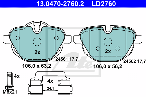 Set placute frana,frana disc 13.0470-2760.2 ATE