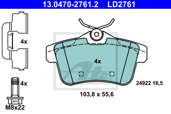 Set placute frana,frana disc 13.0470-2761.2 ATE