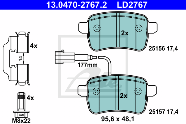 Set placute frana,frana disc 13.0470-2767.2 ATE