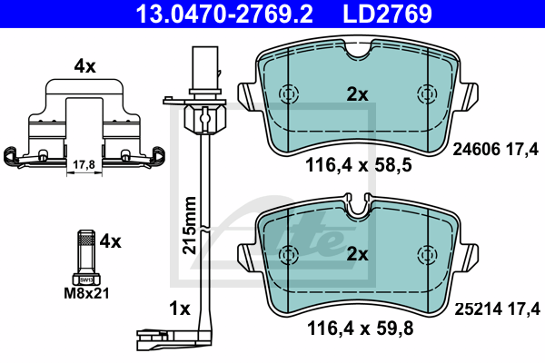 Set placute frana,frana disc 13.0470-2769.2 ATE