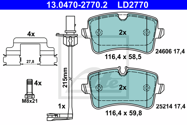 Set placute frana,frana disc 13.0470-2770.2 ATE